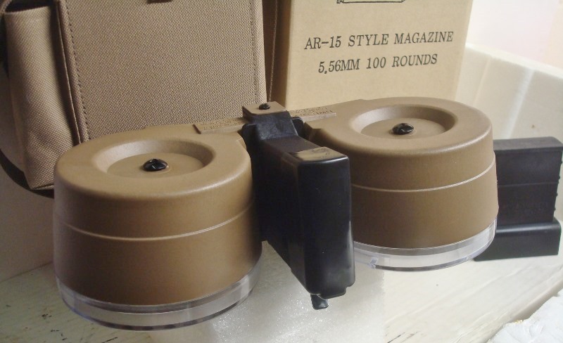 AR15 RWB - .223 or 5.56 100 round Tan Drum Magazine - Click Image to Close